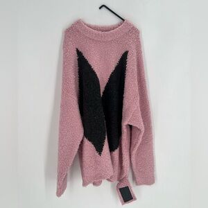 We11done Argyle Knit Oversized Sweater In Pink